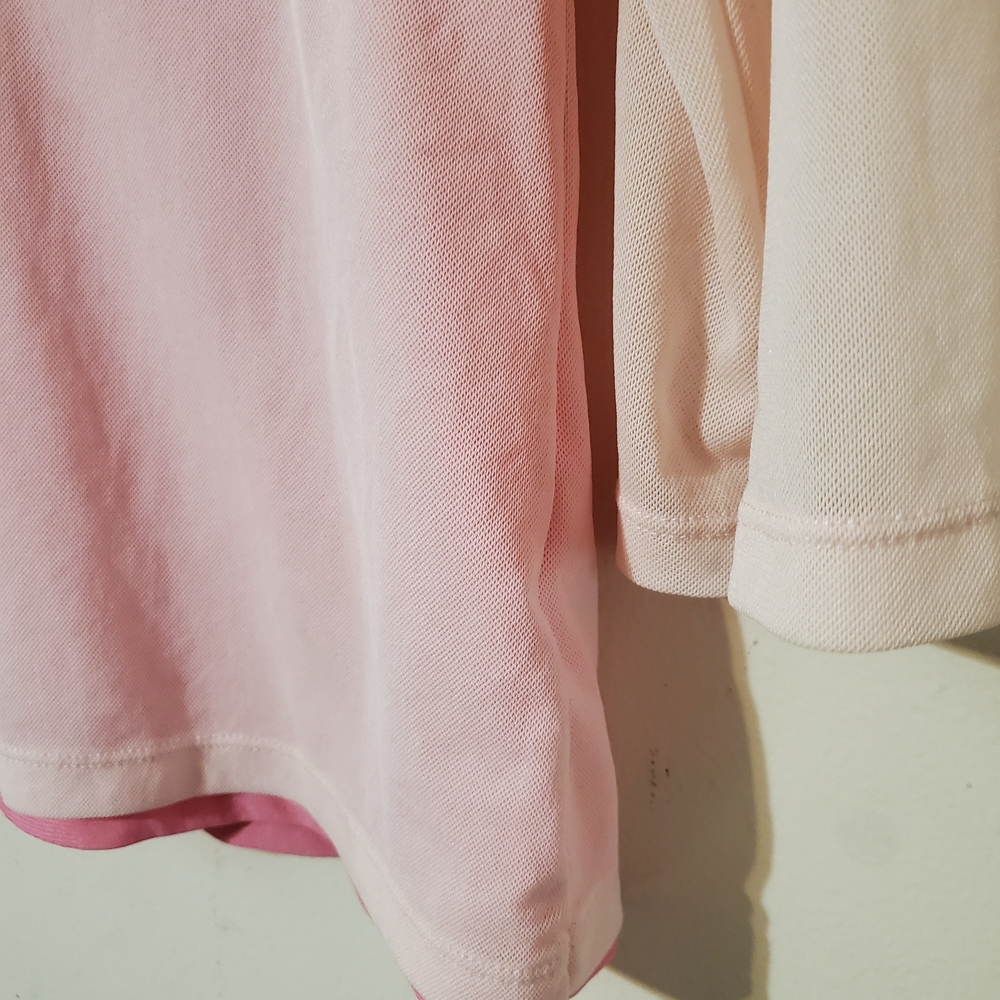 Y2k Double Mesh Baby Pink V Neck Top Large - Picture 5 of 9